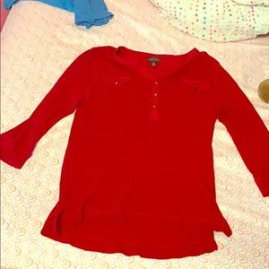 Lauren Jeans Co. 3/4 sleeve. Red shirt